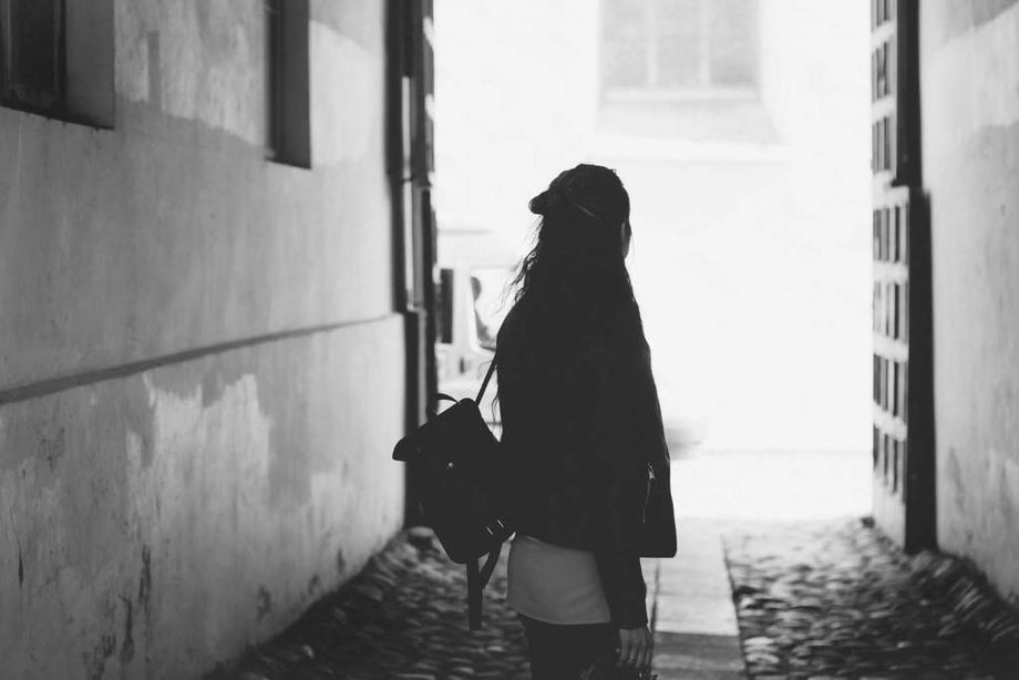 A figure alone in fog